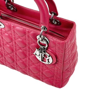 Medium Lady Dior Cannage Lambskin Red SHW