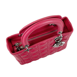 Medium Lady Dior Cannage Lambskin Red SHW