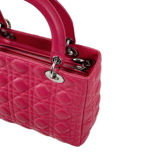 Medium Lady Dior Cannage Lambskin Red SHW
