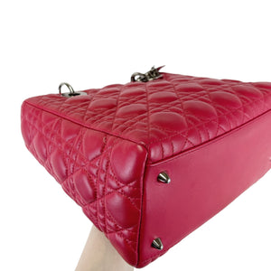 Medium Lady Dior Cannage Lambskin Red SHW