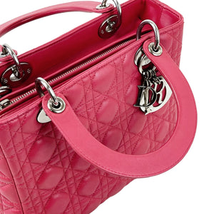 Medium Lady Dior Cannage Lambskin Red SHW