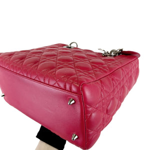 Medium Lady Dior Cannage Lambskin Red SHW