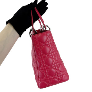Medium Lady Dior Cannage Lambskin Red SHW