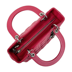 Medium Lady Dior Cannage Lambskin Red SHW
