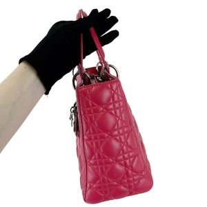 Medium Lady Dior Cannage Lambskin Red SHW