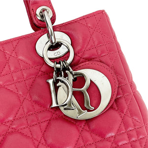 Medium Lady Dior Cannage Lambskin Red SHW