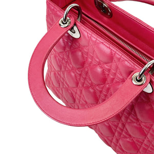 Medium Lady Dior Cannage Lambskin Red SHW