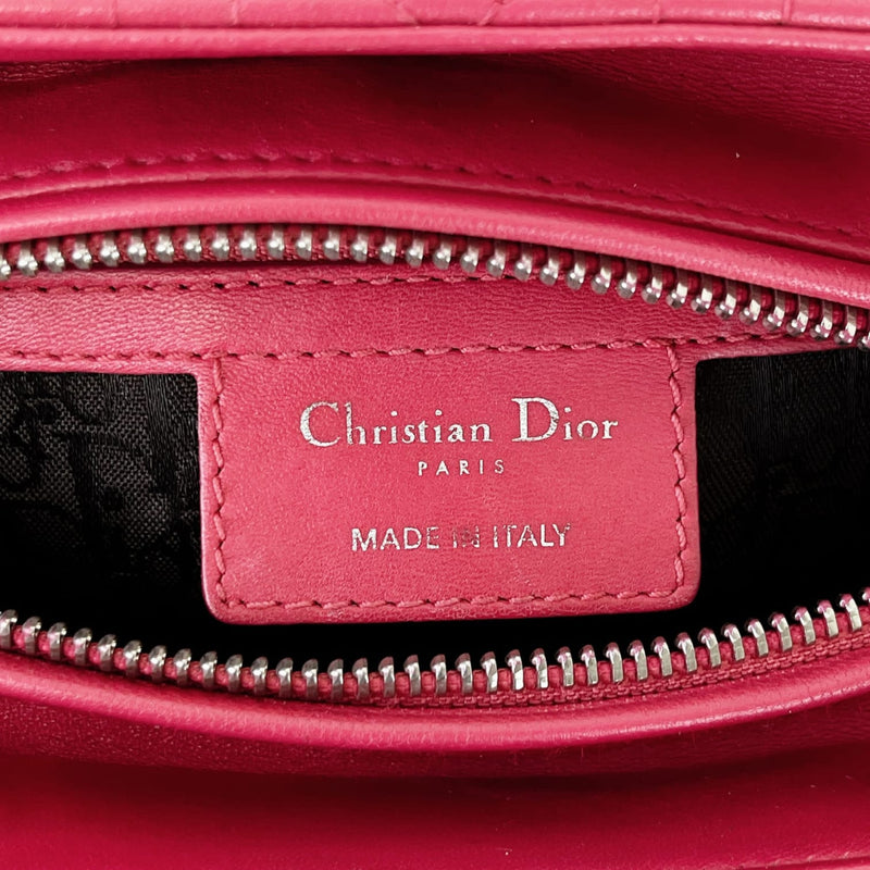 Medium Lady Dior Cannage Lambskin Red SHW