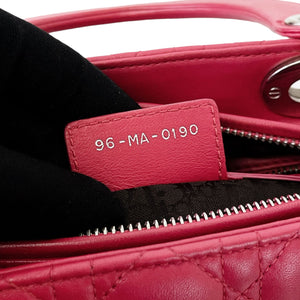 Medium Lady Dior Cannage Lambskin Red SHW