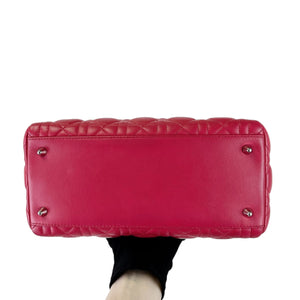 Medium Lady Dior Cannage Lambskin Red SHW
