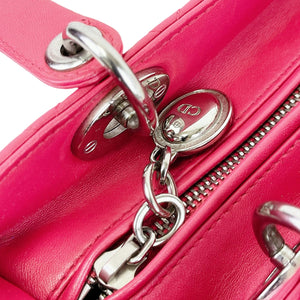 Medium Lady Dior Cannage Lambskin Red SHW