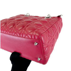 Medium Lady Dior Cannage Lambskin Red SHW
