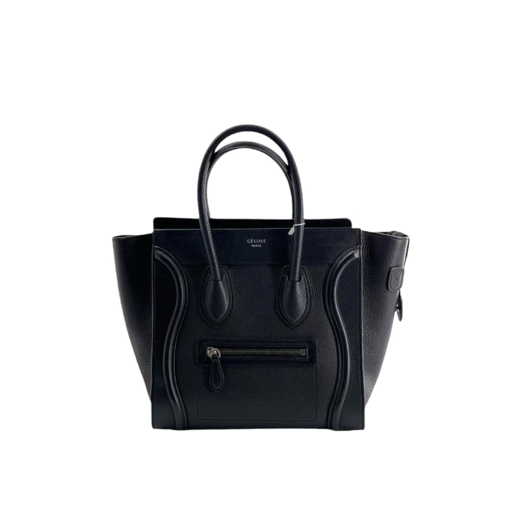 Micro Luggage Tote Pebbled Leather Black SHW