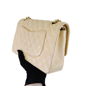 Classic Flap Medium Caviar Beige GHW