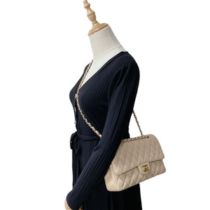 Classic Flap Medium Caviar Beige GHW