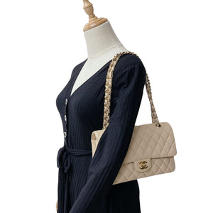 Classic Flap Medium Caviar Beige GHW