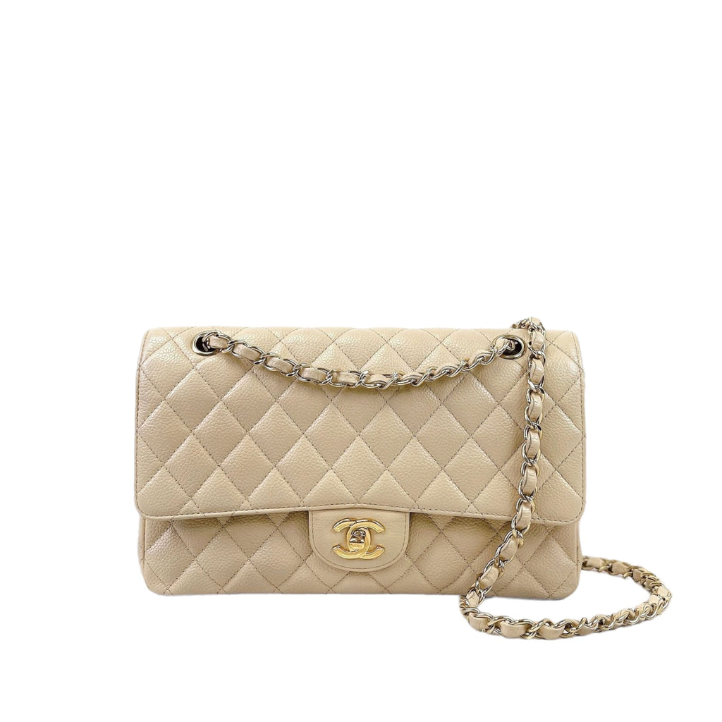 Classic Flap Medium Caviar Beige GHW