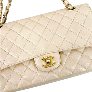 Classic Flap Medium Caviar Beige GHW