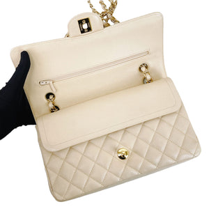 Classic Flap Medium Caviar Beige GHW