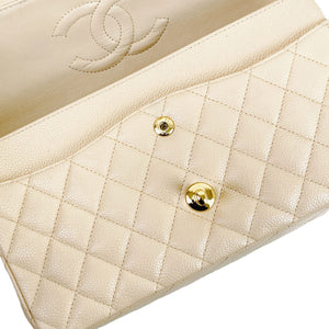 Classic Flap Medium Caviar Beige GHW