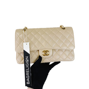 Classic Flap Medium Caviar Beige GHW