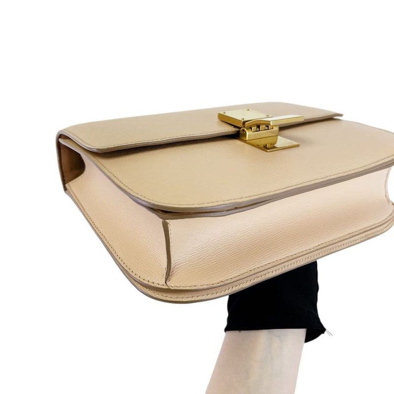 Medium Classic Box Calfskin Liégé Beige GHW