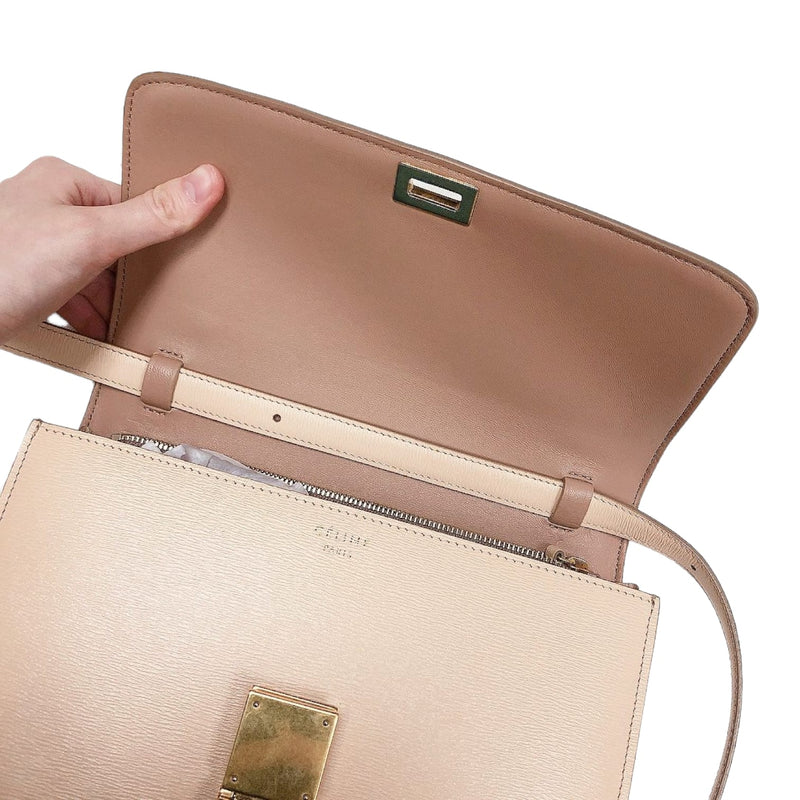 Medium Classic Box Calfskin Liégé Beige GHW
