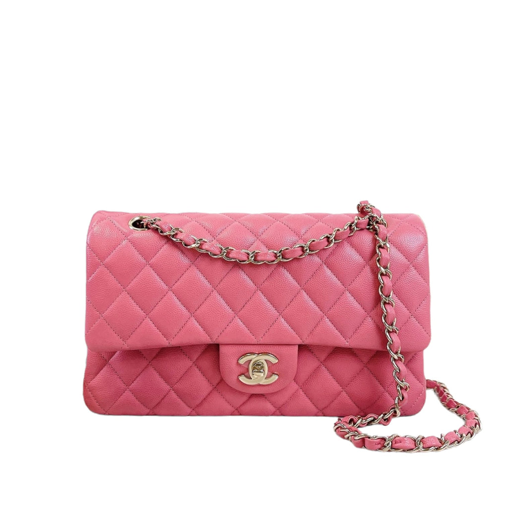 Medium Classic Double Flap Caviar Pink GHW