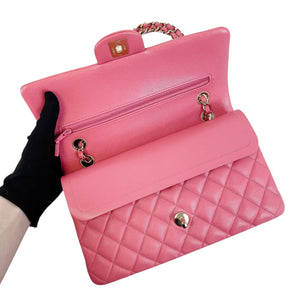 Medium Classic Double Flap Caviar Pink GHW