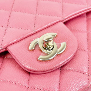 Medium Classic Double Flap Caviar Pink GHW