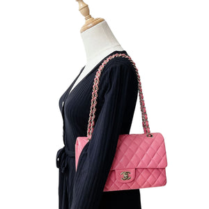 Medium Classic Double Flap Caviar Pink GHW