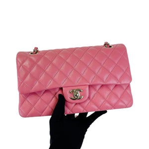 Medium Classic Double Flap Caviar Pink GHW