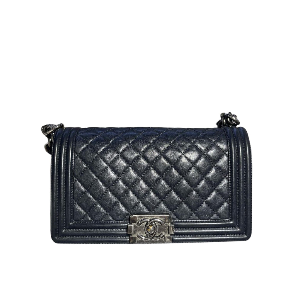 Old Medium Boy Quilted Calfskin Black GHW
