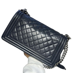 Old Medium Boy Quilted Calfskin Black GHW