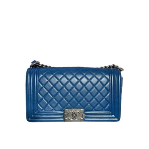 Old Medium Boy Quilted Lambskin Blue RHW