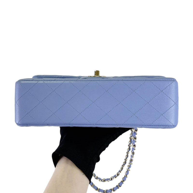 Small Classic Double Flap Lambskin Blue SHW