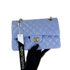 Small Classic Double Flap Lambskin Blue SHW