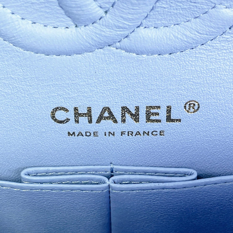 Small Classic Double Flap Lambskin Blue SHW