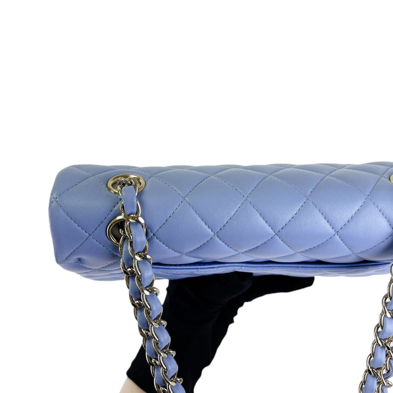 Small Classic Double Flap Lambskin Blue SHW
