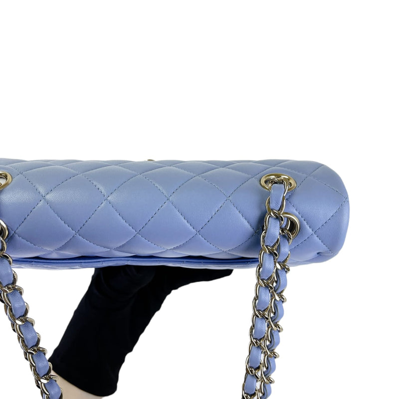 Small Classic Double Flap Lambskin Blue SHW