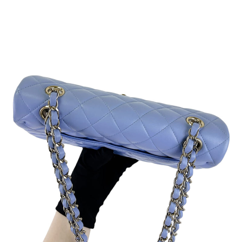 Small Classic Double Flap Lambskin Blue SHW