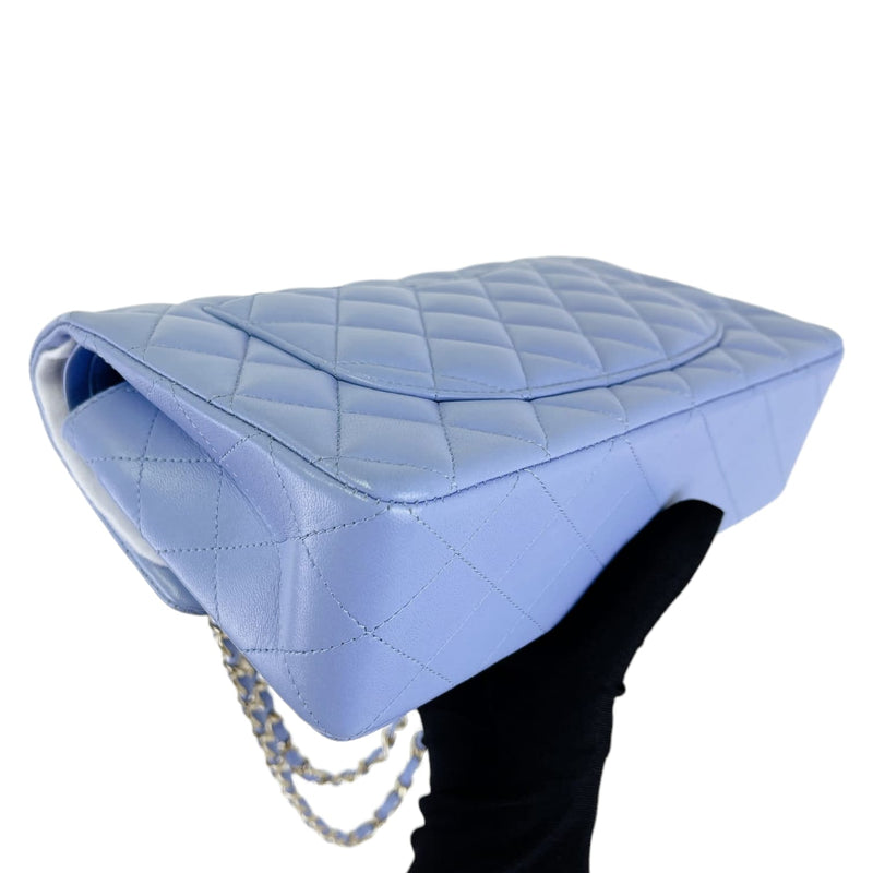 Small Classic Double Flap Lambskin Blue SHW