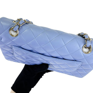 Small Classic Double Flap Lambskin Blue SHW