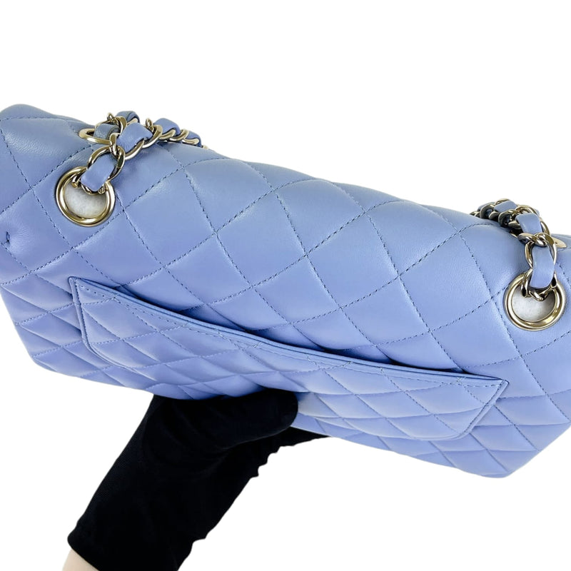 Small Classic Double Flap Lambskin Blue SHW