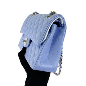 Small Classic Double Flap Lambskin Blue SHW