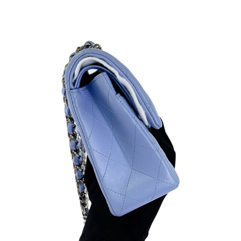 Small Classic Double Flap Lambskin Blue SHW