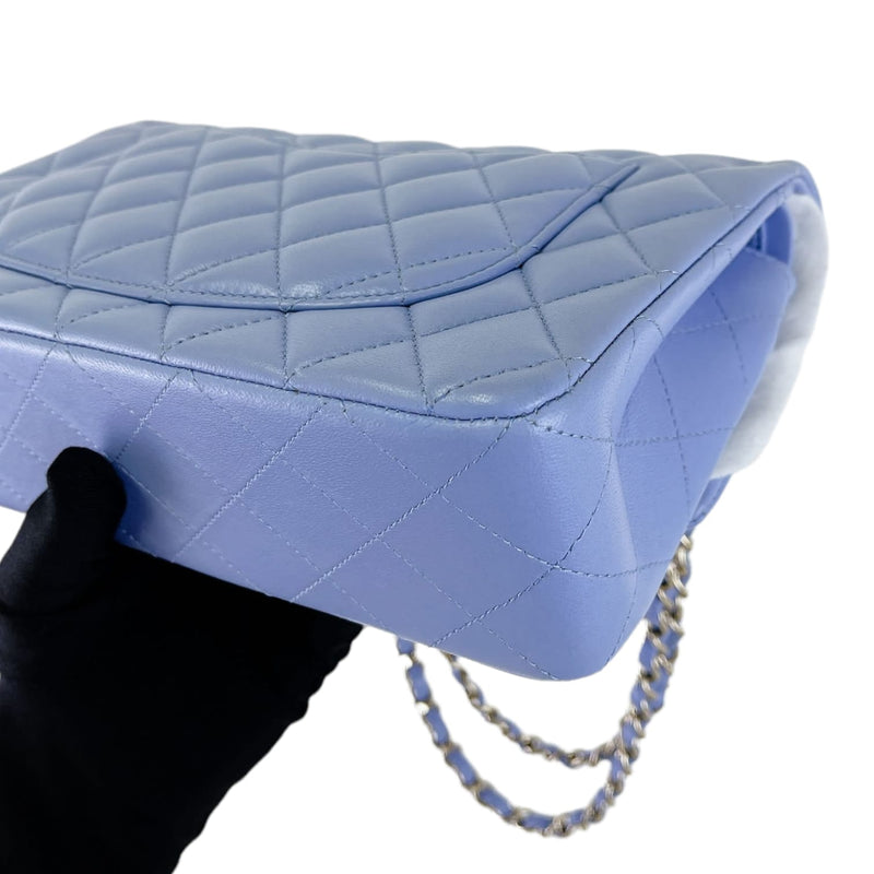 Small Classic Double Flap Lambskin Blue SHW