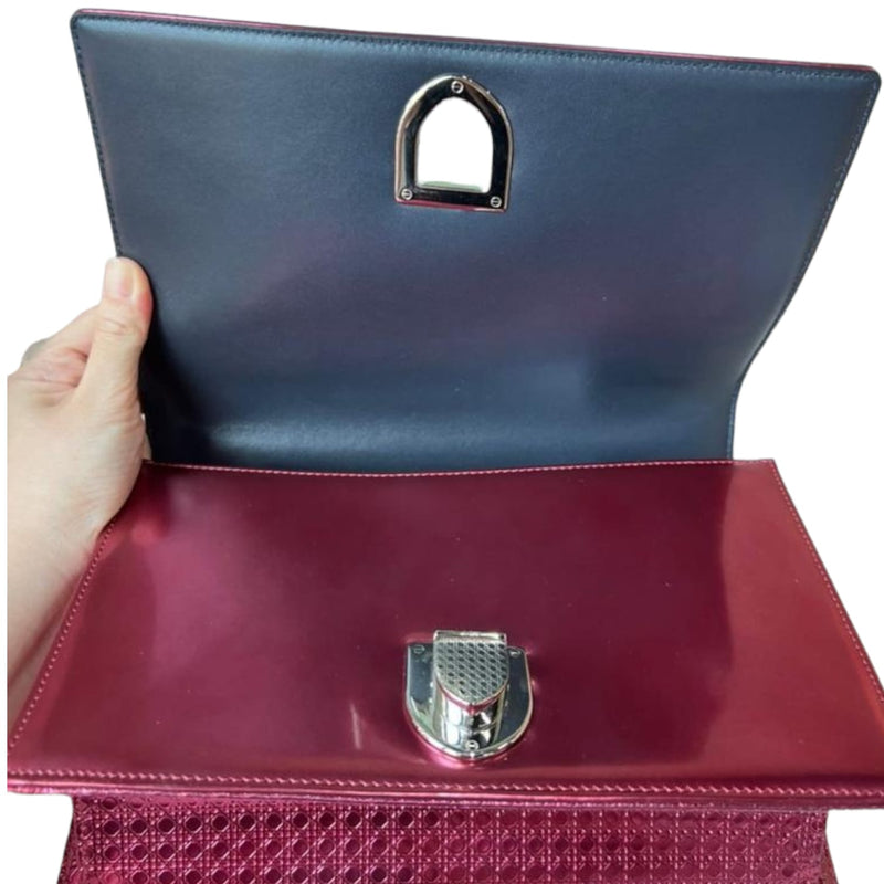 Christian Dior Metallic Patent Studded Small Diorama Flap Bag