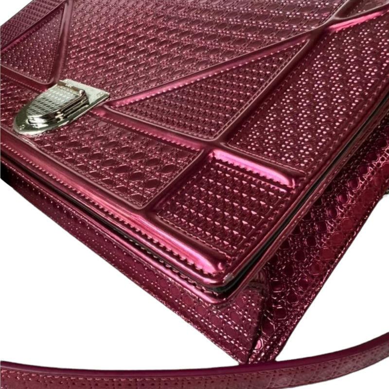 Christian Dior Red Metallic Patent Cannage Diorama Bag