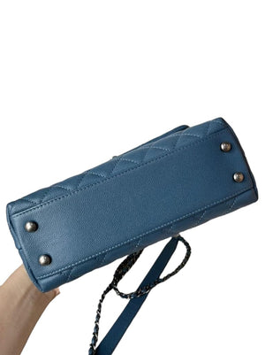Small Coco Handle Flap Quilted Caviar Blue RHW
